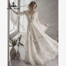 Load image into Gallery viewer, Boho Lace V Neck Wedding Gown
