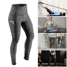 Load image into Gallery viewer, High Waist Elastic Workout Women Yoga Leggings Tummy Control Ruched Booty With Pocket Pants Seamless Gym Compression Tights
