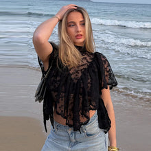 Load image into Gallery viewer, Women's Lace Halter Top Tank Tops Women Top Backless Top Sheer Floral Ruffle Blouse Casual Summer Streetwear Fashion Female Slim
