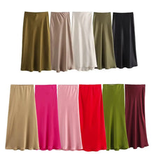 Load image into Gallery viewer, HH Skirts For Women 2024 Summer Solid Satin Sheath Long Skirt Female Show Curve Beach Outfits For Woman Mermaid Skirts
