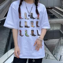 Load image into Gallery viewer, Boot Western T-Shirt Women T Shirt Summer Loose Vintage Boho Texas T Shirt Cowgirl Cowboy Cute Graphic Tees Hippie Tshirts Retro
