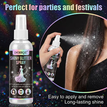 Load image into Gallery viewer, Festival Glitter Spray 100ml Silver Sparkle Body Paint for Weddings, NYE, Costume Party, Stage Performance, SFX Makeup - Washabl
