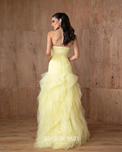 Load image into Gallery viewer, Yellow Halter Satin Evening Gown
