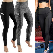 Load image into Gallery viewer, High Waist Elastic Workout Women Yoga Leggings Tummy Control Ruched Booty With Pocket Pants Seamless Gym Compression Tights
