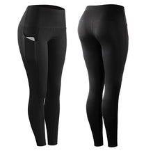 Load image into Gallery viewer, Women Yoga Leggings Sexy Solid High Waist Pocket Elastic  Tummy Control Ruched Booty Pants Casual Gym Compression Tights Pants
