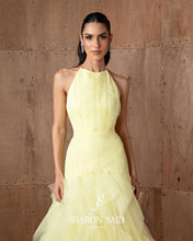 Load image into Gallery viewer, Yellow Halter Satin Evening Gown
