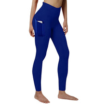 Load image into Gallery viewer, High Waist Elastic Workout Women Yoga Leggings Tummy Control Ruched Booty With Pocket Pants Seamless Gym Compression Tights
