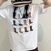 Load image into Gallery viewer, Boot Western T-Shirt Women T Shirt Summer Loose Vintage Boho Texas T Shirt Cowgirl Cowboy Cute Graphic Tees Hippie Tshirts Retro
