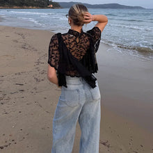 Load image into Gallery viewer, Women's Lace Halter Top Tank Tops Women Top Backless Top Sheer Floral Ruffle Blouse Casual Summer Streetwear Fashion Female Slim
