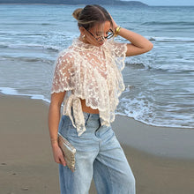 Load image into Gallery viewer, Women's Lace Halter Top Tank Tops Women Top Backless Top Sheer Floral Ruffle Blouse Casual Summer Streetwear Fashion Female Slim
