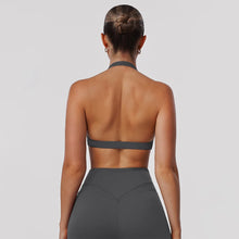 Load image into Gallery viewer, Women Fitness Gym Bra Twist Halter Backless Training Top Wear V-Neck Padded Solid Color Yoga Casual Sporty Bra
