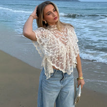 Load image into Gallery viewer, Women's Lace Halter Top Tank Tops Women Top Backless Top Sheer Floral Ruffle Blouse Casual Summer Streetwear Fashion Female Slim
