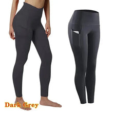 Load image into Gallery viewer, High Waist Elastic Workout Women Yoga Leggings Tummy Control Ruched Booty With Pocket Pants Seamless Gym Compression Tights
