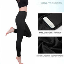 Load image into Gallery viewer, High Waist Elastic Workout Women Yoga Leggings Tummy Control Ruched Booty With Pocket Pants Seamless Gym Compression Tights
