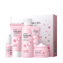 Load image into Gallery viewer, Facial Skin Care Set Skin Cleaning Sakura Skincare Set For Women Girls With Cleanser Toner Face Serum Cream Eye Cream
