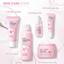 Load image into Gallery viewer, Facial Skin Care Set Skin Cleaning Sakura Skincare Set For Women Girls With Cleanser Toner Face Serum Cream Eye Cream
