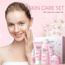 Load image into Gallery viewer, Facial Skin Care Set Skin Cleaning Sakura Skincare Set For Women Girls With Cleanser Toner Face Serum Cream Eye Cream
