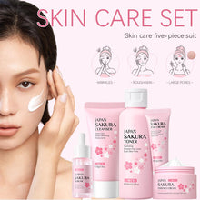 Load image into Gallery viewer, Facial Skin Care Set Skin Cleaning Sakura Skincare Set For Women Girls With Cleanser Toner Face Serum Cream Eye Cream
