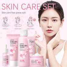 Load image into Gallery viewer, Facial Skin Care Set Skin Cleaning Sakura Skincare Set For Women Girls With Cleanser Toner Face Serum Cream Eye Cream
