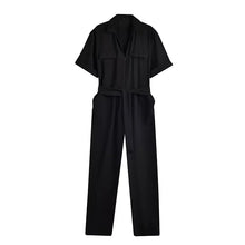 Load image into Gallery viewer, Black Collared Utility Jumpsuit
