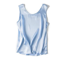 Load image into Gallery viewer, Tank Tops Women 100% Real Silk Blouse Sleeveless Shirts Satin Tunic Tops Summer Loose Casual Solid Plus Size S-XXL
