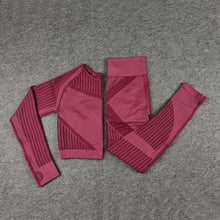 Load image into Gallery viewer, Women Workout Fitness Outfits Hollow Mesh Sports Sets Running Set High Waist Gym Sets Energy Seamless Yoga Suits New 2 Pcs Sets
