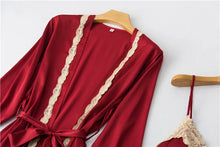 Load image into Gallery viewer, Satin Lace Five Piece Pajamas
