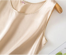 Load image into Gallery viewer, Tank Tops Women 100% Real Silk Blouse Sleeveless Shirts Satin Tunic Tops Summer Loose Casual Solid Plus Size S-XXL
