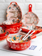 Load image into Gallery viewer, 1pc/cute rabbit hand-painted bowl and plate underglaze ceramic household soup bowl commercial hotel noodle bowl fruit salad bowl
