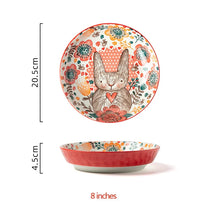 Load image into Gallery viewer, 1pc/cute rabbit hand-painted bowl and plate underglaze ceramic household soup bowl commercial hotel noodle bowl fruit salad bowl
