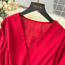 Load image into Gallery viewer, V-Neck Lantern Sleeve Jumpsuit
