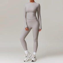 Load image into Gallery viewer, Women's Lightweight Long Sleeve Compression Bodysuit Jumpsuit Soft Basic Fitness Sports T-Shirt Set Slimming Body Shaping
