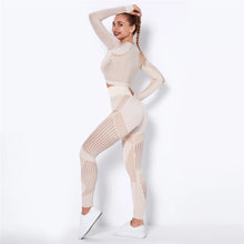 Load image into Gallery viewer, Women Workout Fitness Outfits Hollow Mesh Sports Sets Running Set High Waist Gym Sets Energy Seamless Yoga Suits New 2 Pcs Sets
