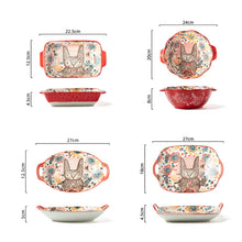 Load image into Gallery viewer, 1pc/cute rabbit hand-painted bowl and plate underglaze ceramic household soup bowl commercial hotel noodle bowl fruit salad bowl
