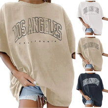 Load image into Gallery viewer, Fashion Women's T-shirts LOS ANGELES Letter Prints T Shirt Women 2021 O-Neck Oversized Loose Short Sleeve Summer Tops Streetwear
