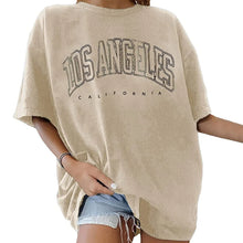 Load image into Gallery viewer, Fashion Women's T-shirts LOS ANGELES Letter Prints T Shirt Women 2021 O-Neck Oversized Loose Short Sleeve Summer Tops Streetwear
