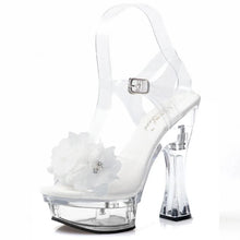 Load image into Gallery viewer, Platform Crystal Peep Toe Heels

