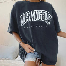Load image into Gallery viewer, Fashion Women's T-shirts LOS ANGELES Letter Prints T Shirt Women 2021 O-Neck Oversized Loose Short Sleeve Summer Tops Streetwear
