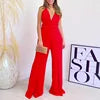 Load image into Gallery viewer, Women Spring Plus Size Trend Africa Wide Leg Pants Bodysuit Stitching Solid Casual Wide Leg Size Jumpsuit
