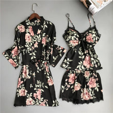 Load image into Gallery viewer, Lace Satin V Neck Pajama
