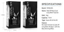 Load image into Gallery viewer, VENALISA New Arrival Long Wear Tempered Nowipe Top Coat Easy Peel Off Water Base Coat Basic Nail Gel Polish Enamel Varnish Gels
