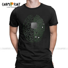 Load image into Gallery viewer, Men T-Shirts The Brain Electronic Circuit Board Novelty Tees Computer Chip Engineers Developer Geek T Shirts Original Clothing

