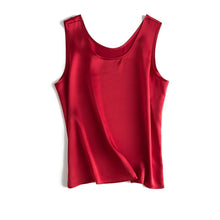 Load image into Gallery viewer, Tank Tops Women 100% Real Silk Blouse Sleeveless Shirts Satin Tunic Tops Summer Loose Casual Solid Plus Size S-XXL
