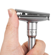 Load image into Gallery viewer, QSHAVE Adjustable Safety Razor Double Edge Classic Mens Shaving Mild to Aggressive 1-6 File Hair Removal Shaver it with 5 Blades
