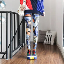 Load image into Gallery viewer, Women Leggings High Waist Cartoon Comic Beauty Print Trousers Soft Female Casual Elastic Pant
