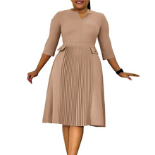 Load image into Gallery viewer, D3295 Latest Design Autumn Elegant Casual Women Dresses Fashion Three Quarter Sleeve Pleated Africa Church Dresses for Women
