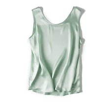 Load image into Gallery viewer, Tank Tops Women 100% Real Silk Blouse Sleeveless Shirts Satin Tunic Tops Summer Loose Casual Solid Plus Size S-XXL
