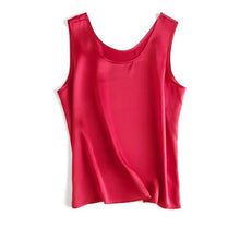 Load image into Gallery viewer, Tank Tops Women 100% Real Silk Blouse Sleeveless Shirts Satin Tunic Tops Summer Loose Casual Solid Plus Size S-XXL
