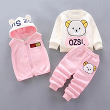 Load image into Gallery viewer, Fleece Hooded Baby Outfit Set
