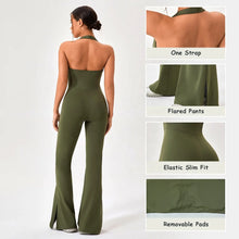 Load image into Gallery viewer, Polyester Women One Strap Sports Backless Jumpsuit Lady With Pads Push up Yoga Bodysuit Elastic Quick Dry Workout Clothes
